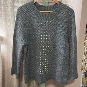 Soft Surroundings Sweater Gray w/ Pearl Accents Sz XS (will fit sm) PERFECTCOND